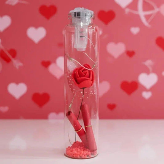 Mini fiole lumineuse avec message et rose éternelle